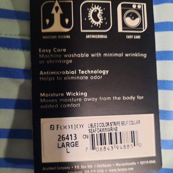 NWT FootJoy Golf Polo Moisture Wicking Sz Lg in Seafoam MSRP $85 - Picture 7 of 7